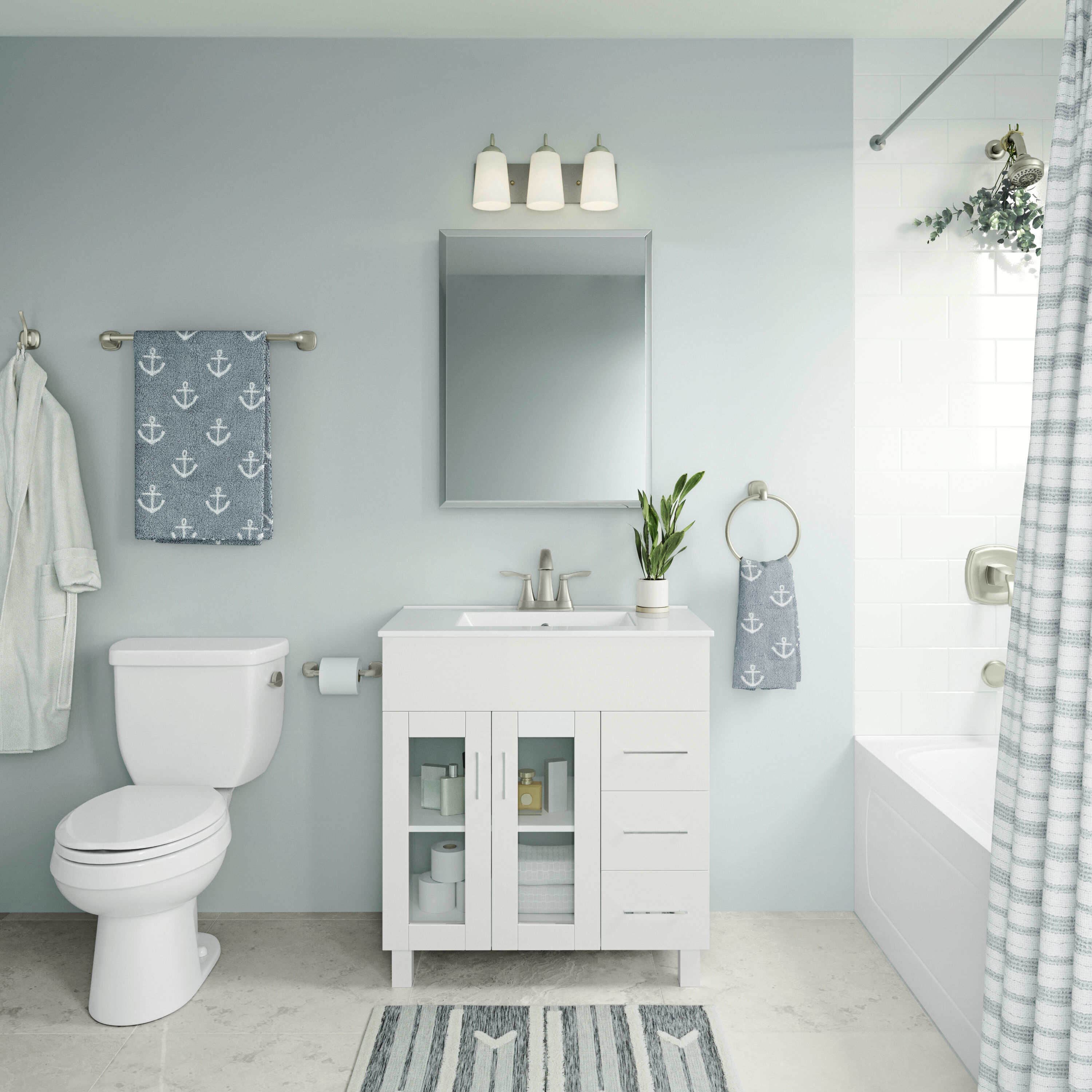 Ivey Lake 3 Light 16 inch Satin Nickel Bathroom Vanity Light Wall Light